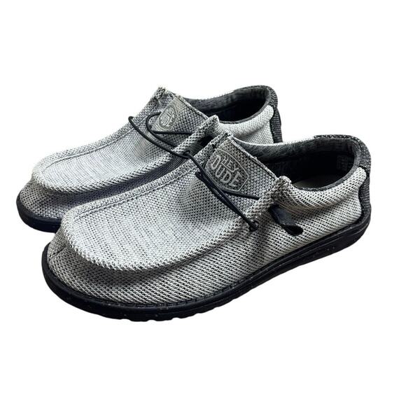 Hey Dude Men’s Wally Stretch Poly Shoes Size 11M Gray Black Lightweight Comfort - Picture 1 of 6